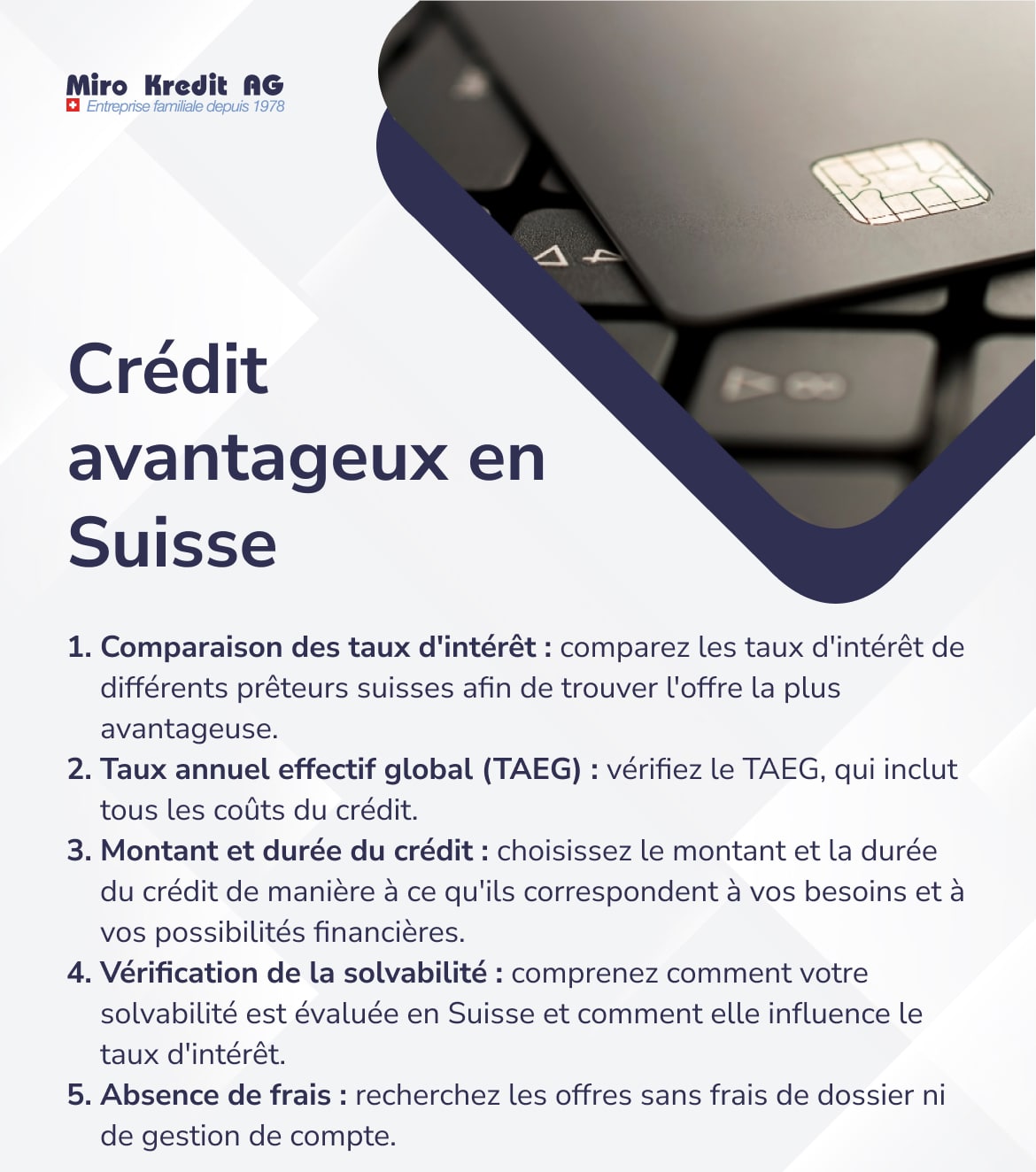 Crédit avantageux en Suisse