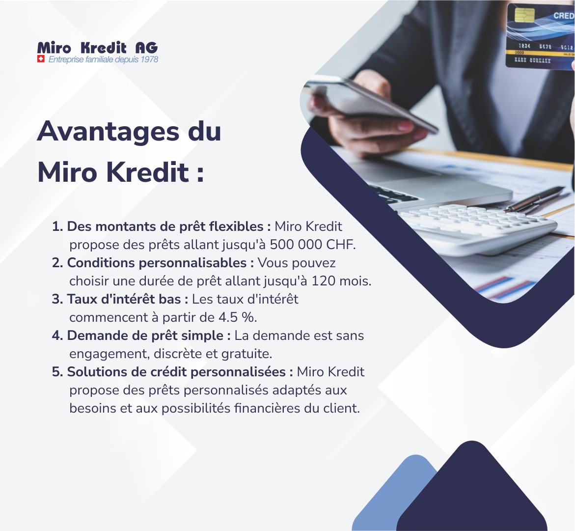 ✔Ce que vous pouvez attendre de l'intermédiaire de crédit Miro Kredit ✔Nous sommes là pour vous si vous avez besoin d'une aide financière ✔Comparaison des crédits sur miro-kredit.ch