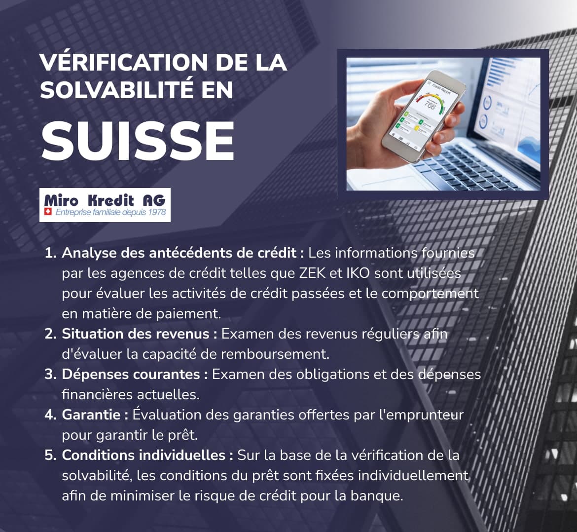 VÉRIFICATION DE LA SOLVABILITÉ EN SUISSE