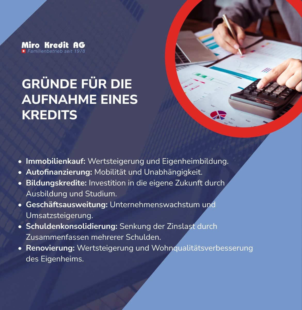 GRÜNDE FÜR DIE AUFNAHME EINES KREDITS