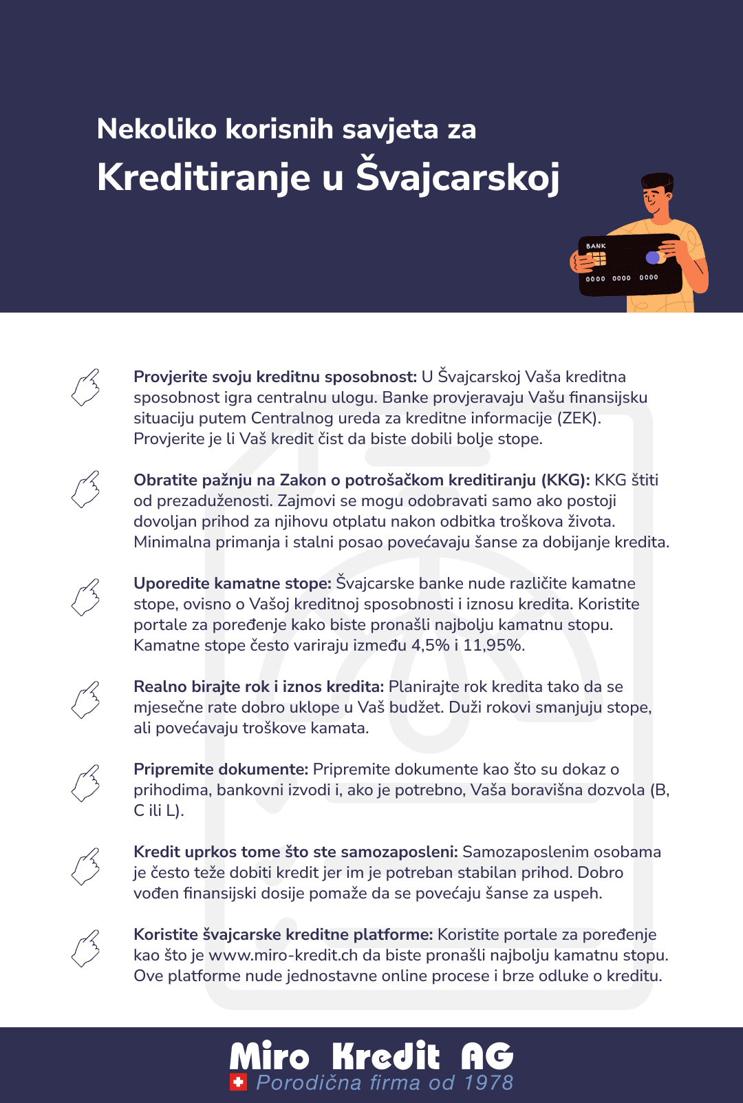 Nekoliko korisnih savjeta za Kreditiranje u Švajcarskoj